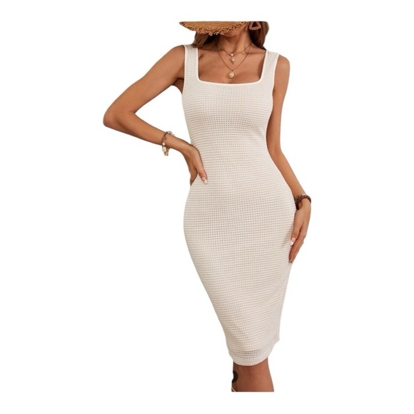 SHEIN Dresses & Skirts - NWT SHEIN VCAY Solid Color Knitted Slim Fit Sleeveless Dress For Women XS